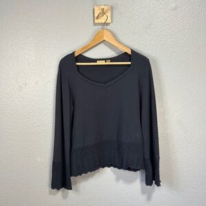 Caslon Black Knit Sweater Top Petite Large Women’s LP